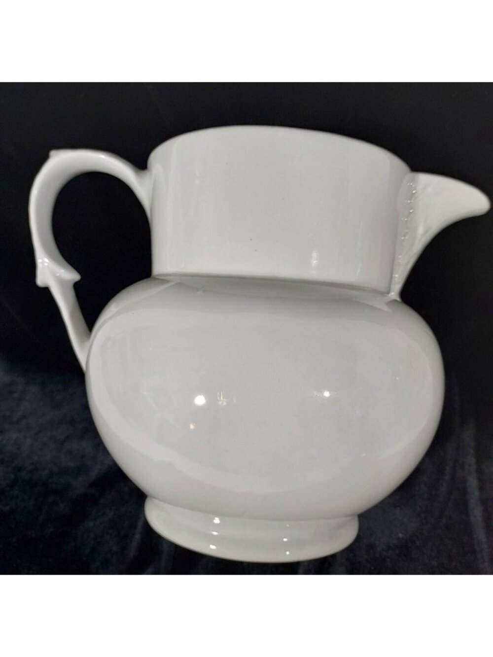 Ironstone Pitcher Made In Brazil Feather Spout Unique Potbelly and Handle
